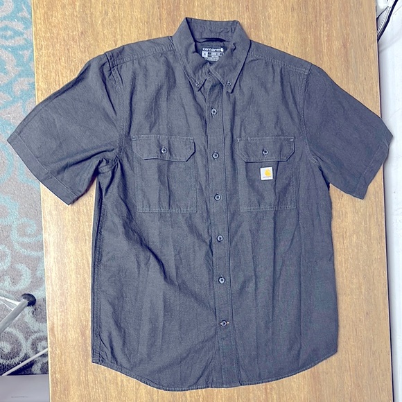 Carhartt Other - Carhartt great shape 100% cotton loose fit button up dark grey pocket shirt